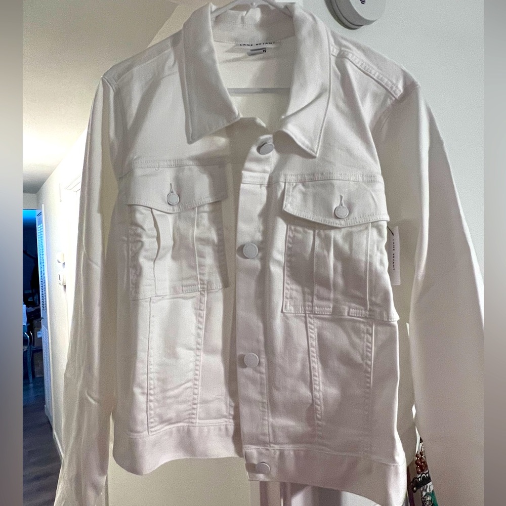 Lane Bryant Denim White waist length Jacket size 22